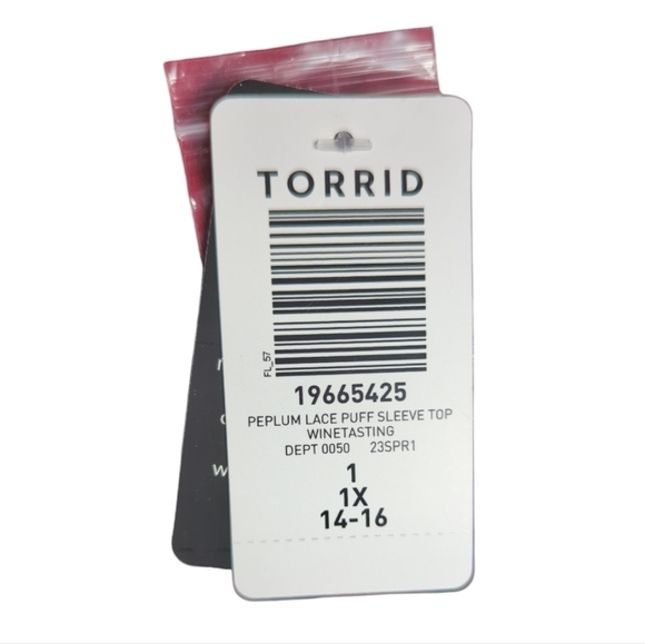 NWT Torrid Peplum Lace Puff Sleeve Size 1X / 14-16 - Picture 5 of 8